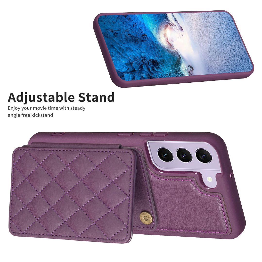 BF25 For Samsung Galaxy S21 FE 5G Anti-drop Leather Coated TPU Cover Phone Case with Card Holder Kickstand BF25 For Samsung Galaxy S21 FE 5G Anti-drop Leather Coated TPU Cover Phone Case with Card Holder Kickstand